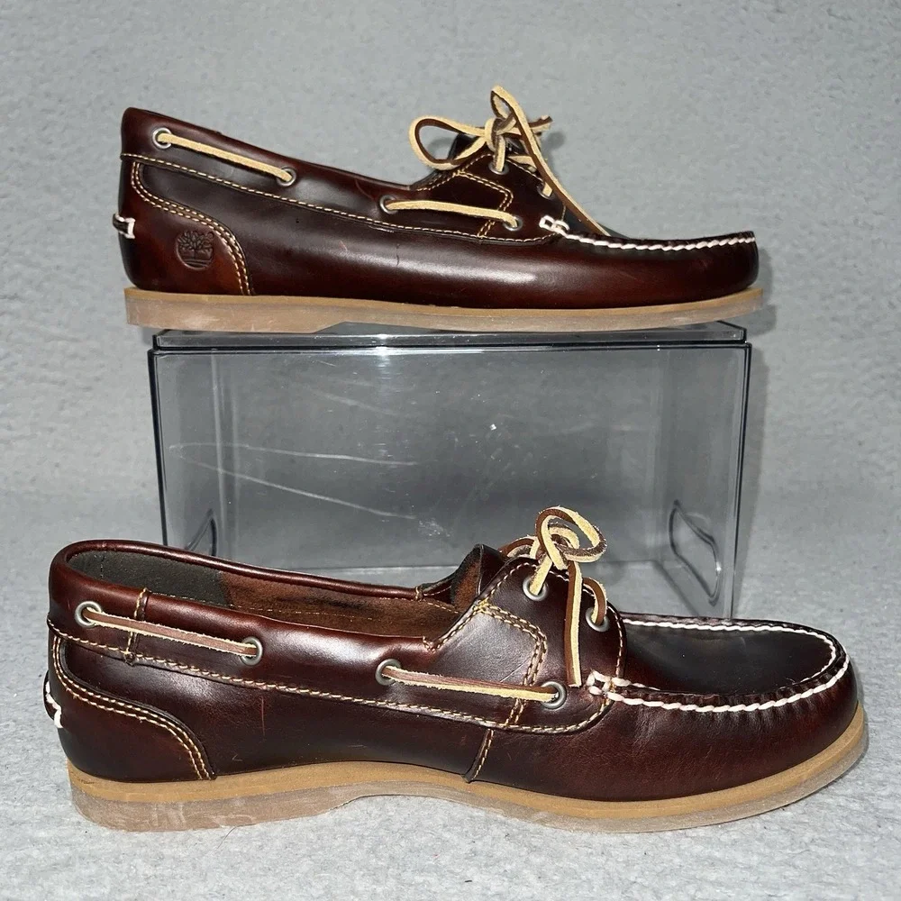 Timberland Classic 2-Eye Boat Shoes Mens Sz 11M Brown Leather Deck Loafers 3947R